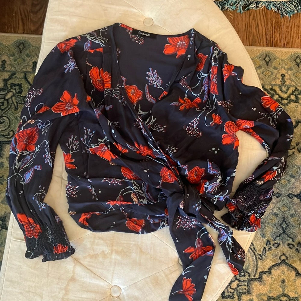 Madewell Floral Wrap Blouse M